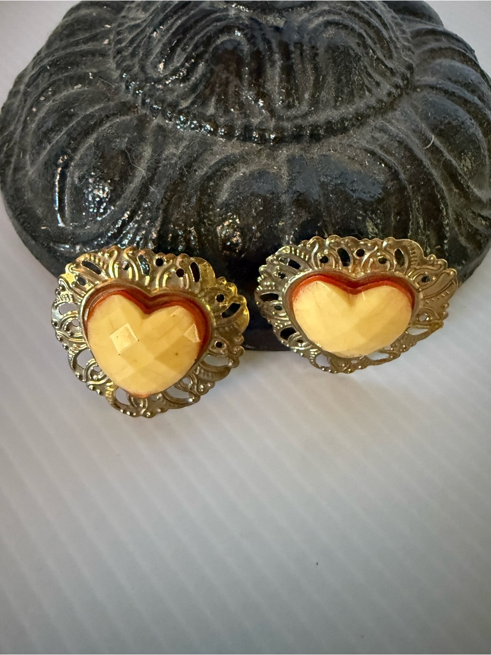 Vintage large heart shape earrings